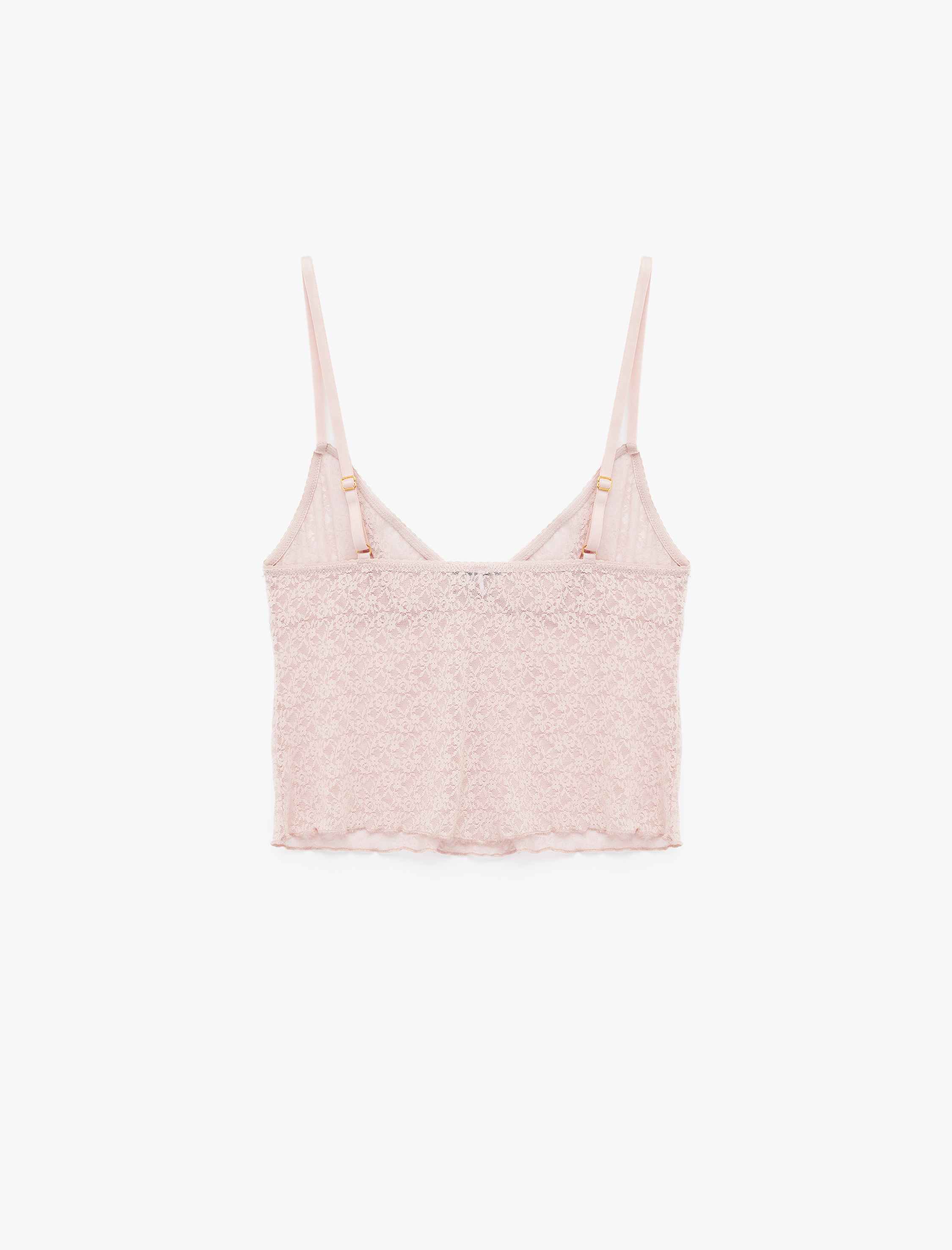   Kalp Yaka İnce Askılı Dantelli Pijama Üstü