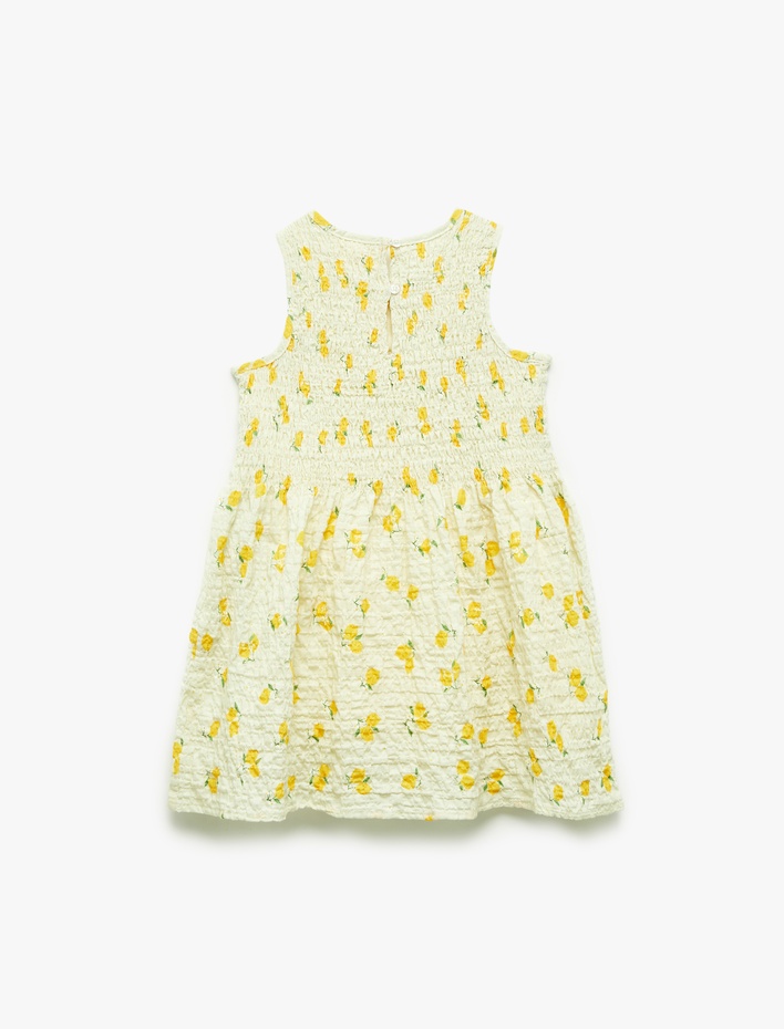 Kız Bebek Bisiklet Yaka Kolsuz Pamuklu Gipeli Elbise