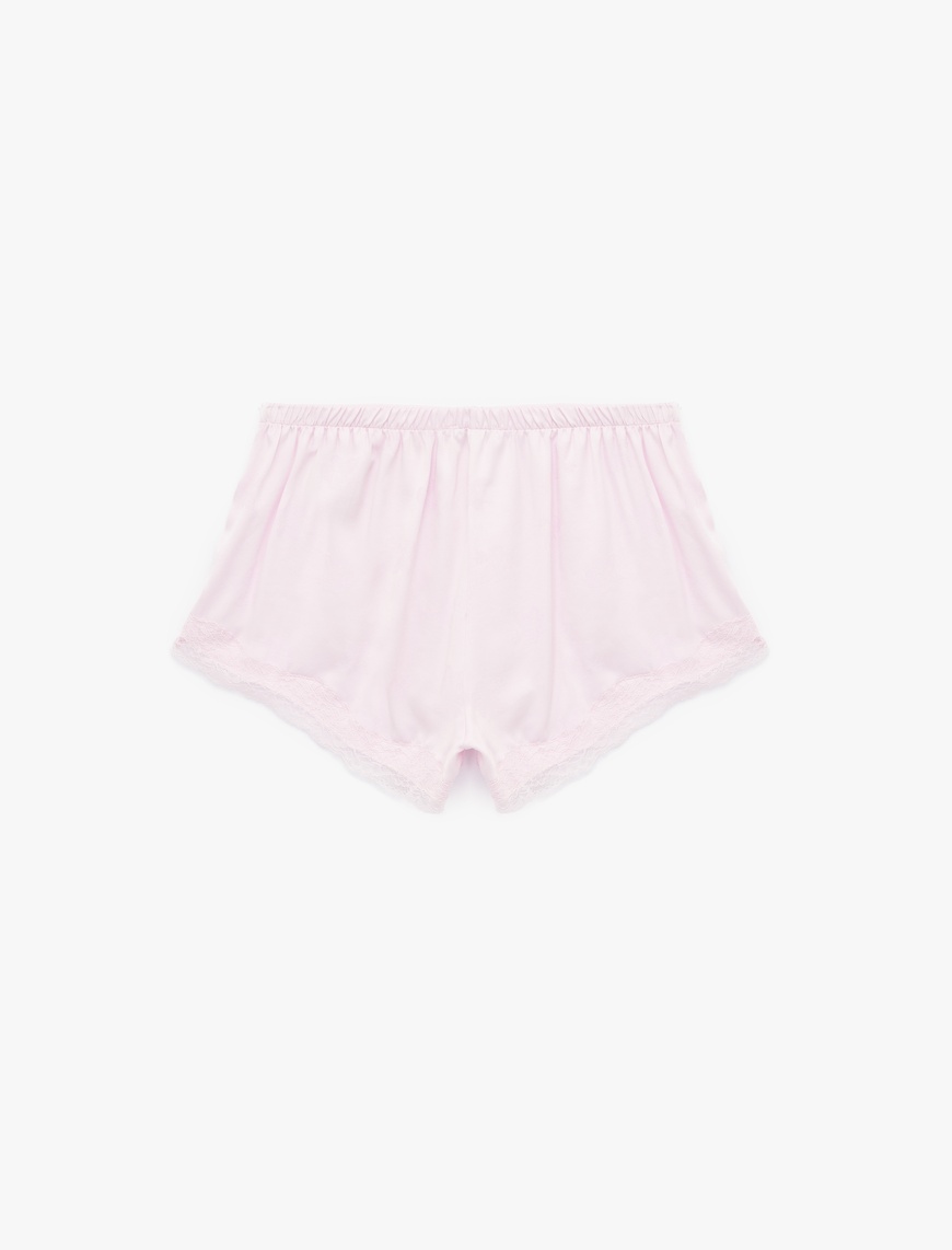   Dantel Detaylı Saten Şort Pijama Altı