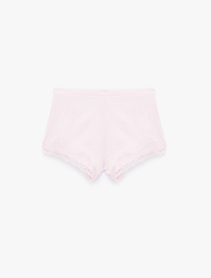  Dantel Detaylı Saten Şort Pijama Altı