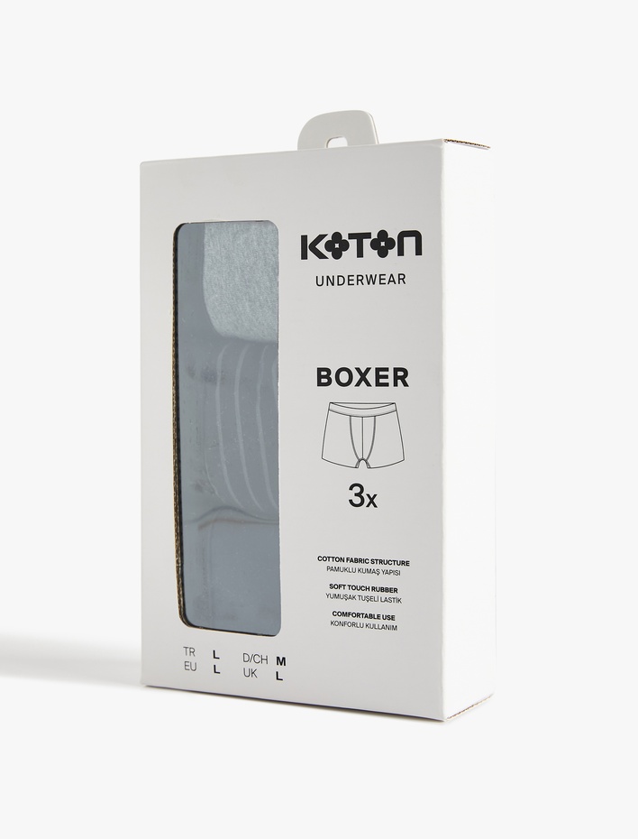  Çizgili Pamuklu 3'lü Boxer Seti