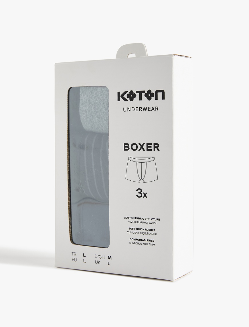   Çizgili Pamuklu 3'lü Boxer Seti