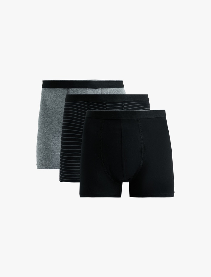  Çizgili Pamuklu 3'lü Boxer Seti