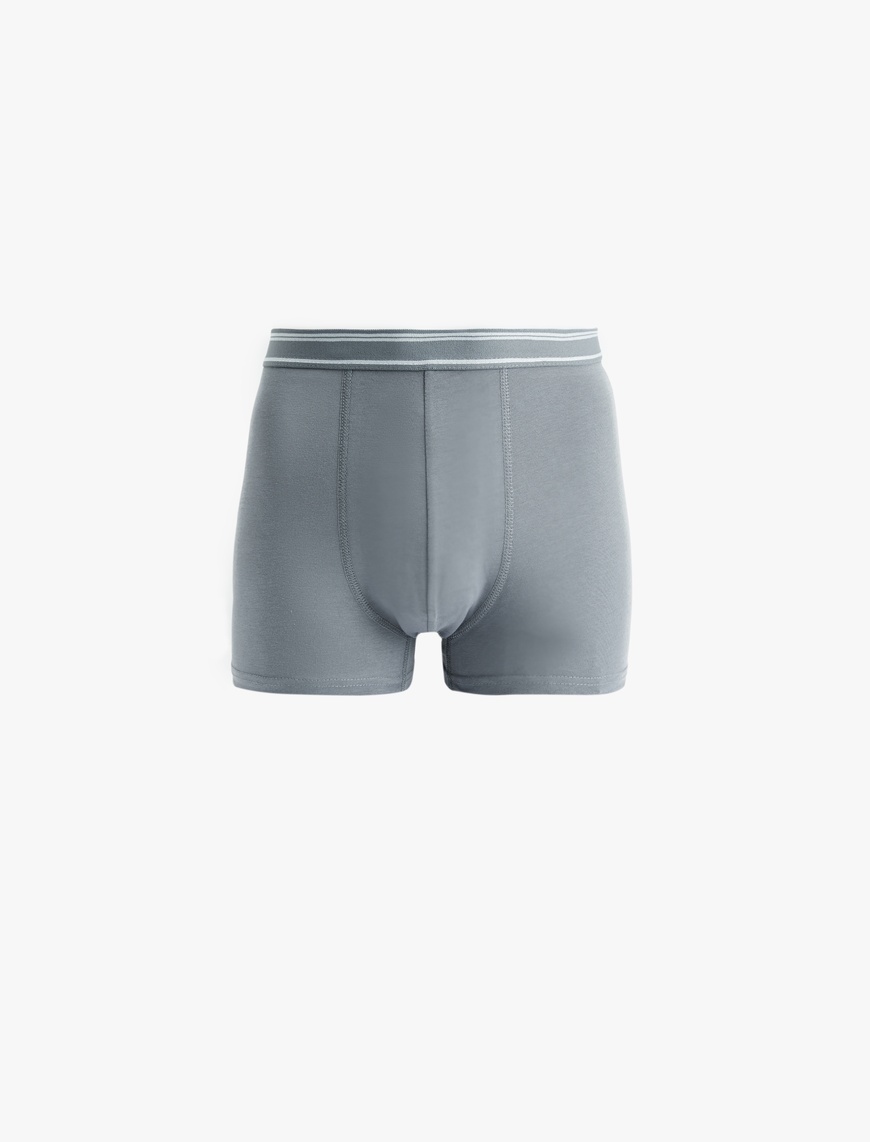   Pamuklu Çizgili Lastik Detaylı 3'lü Boxer Seti