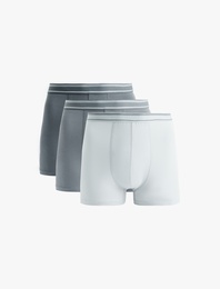 Pamuklu Çizgili Lastik Detaylı 3'lü Boxer Seti