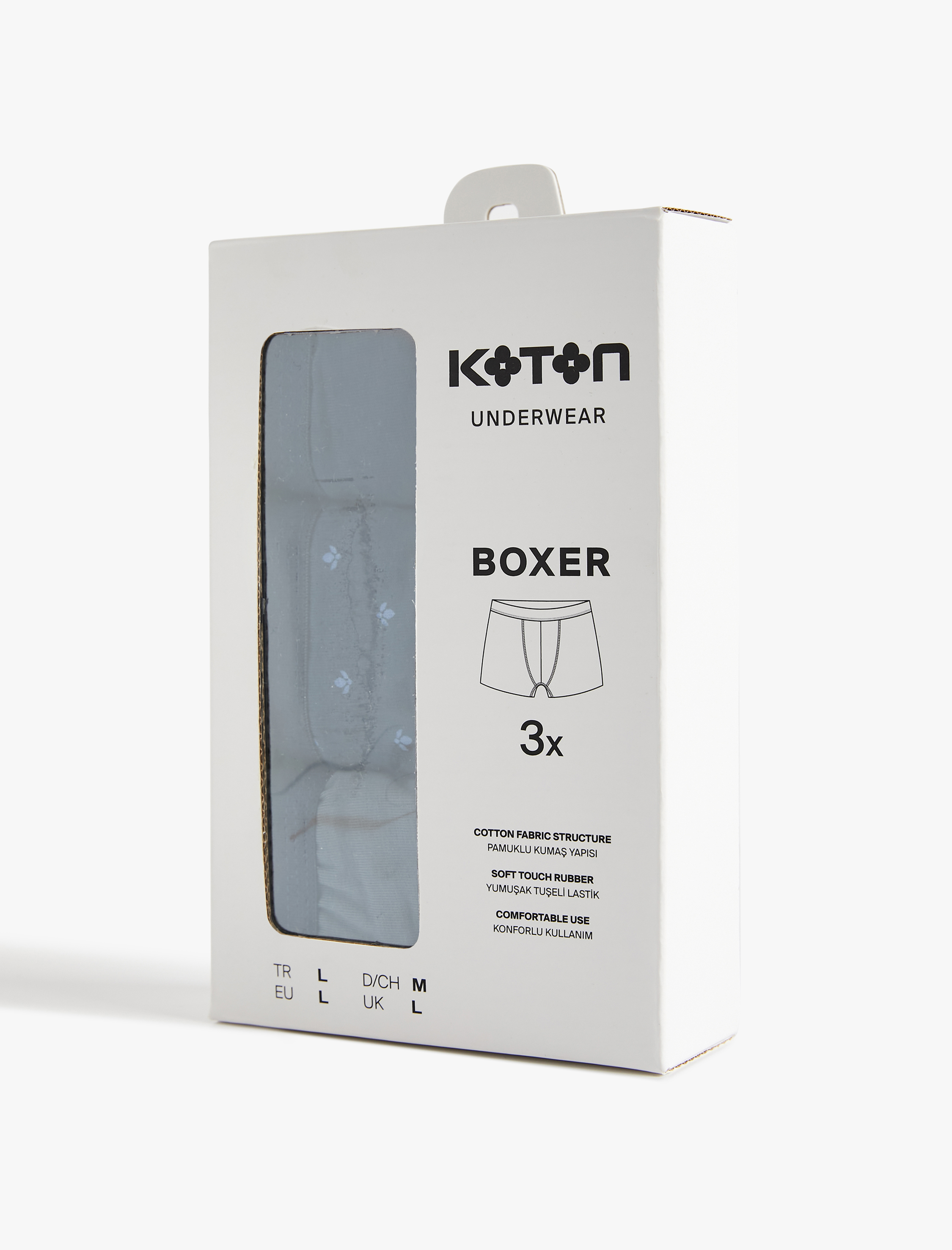   Pamuklu Desenli 3'lü Boxer Seti