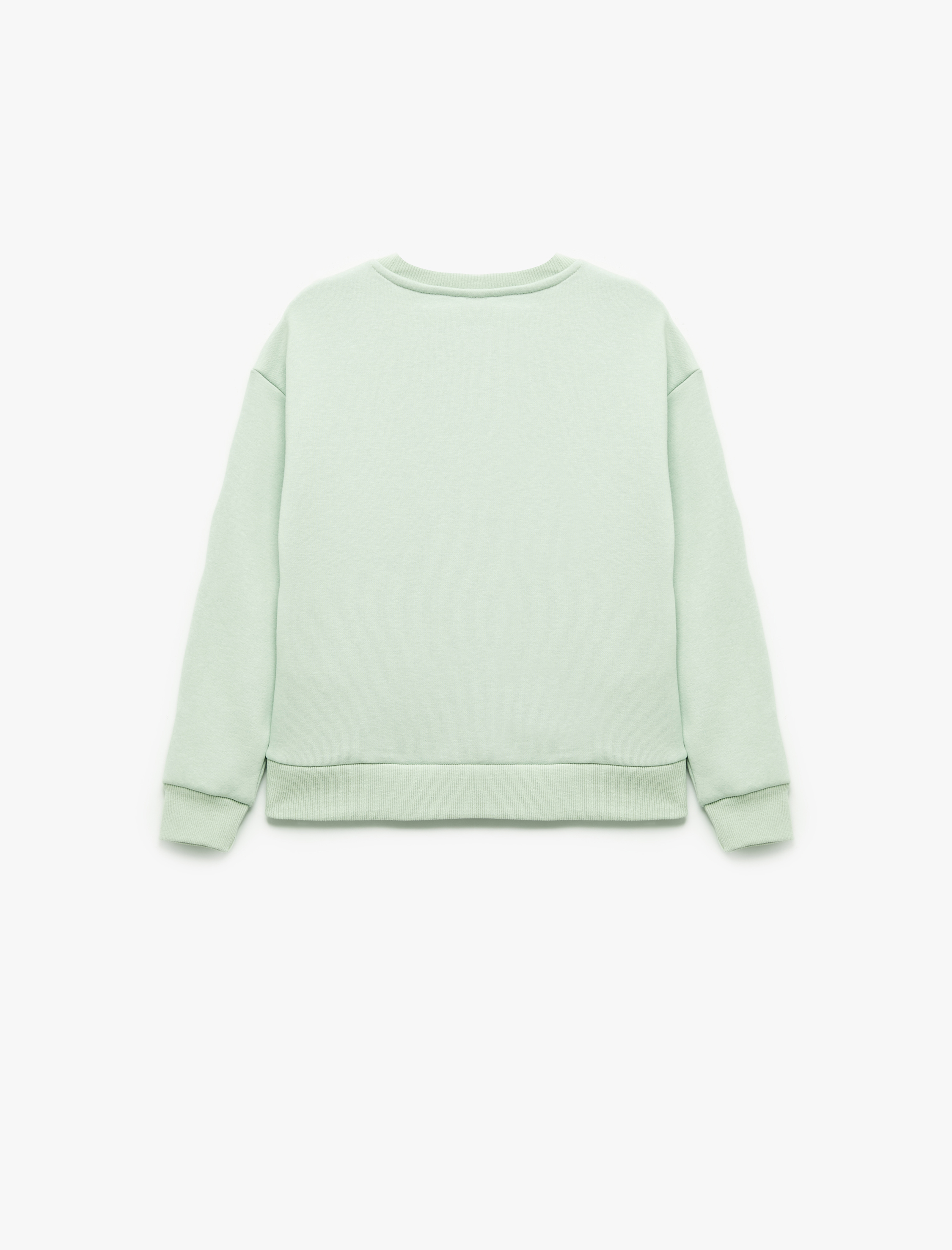  Kız Çocuk Uzun Kollu Bisiklet Yaka Pamuklu Kelebek Baskılı Şardonlu Sweatshirt