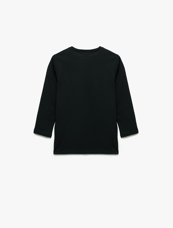 Erkek Çocuk Pamuklu Uzun Kollu Bisiklet Yaka Baskılı Tişört