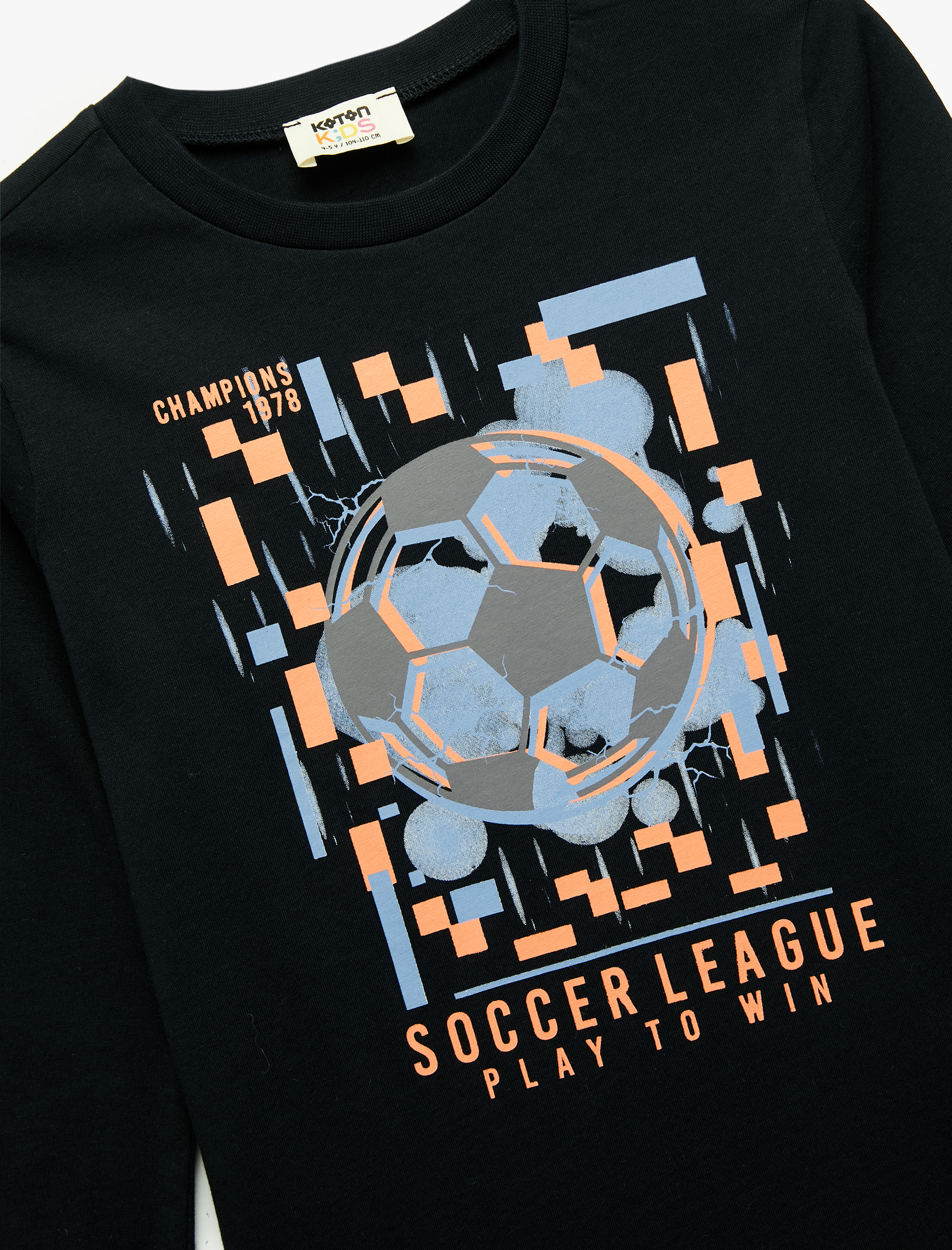  Erkek Çocuk Pamuklu Uzun Kollu Bisiklet Yaka Baskılı Tişört