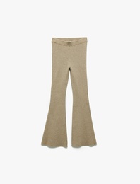 Viskon Karışımlı Dar Kalıp İspanyol Paça Triko Pantolon