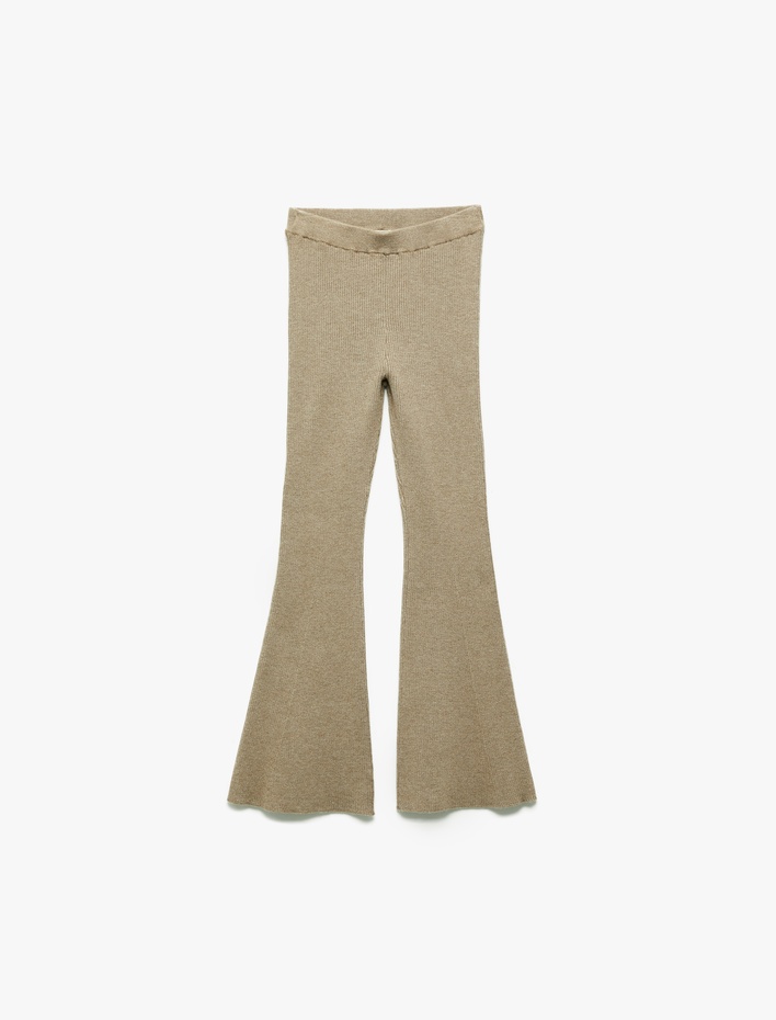 Kız Çocuk Viskon Karışımlı Dar Kalıp İspanyol Paça Triko Pantolon