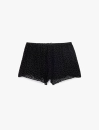 Yarı Transparan Leopar Desenli Mini Şort Pijama Altı