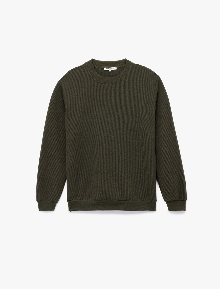   Dokulu Uzun Kollu Basic Bisiklet Yaka Sweatshirt