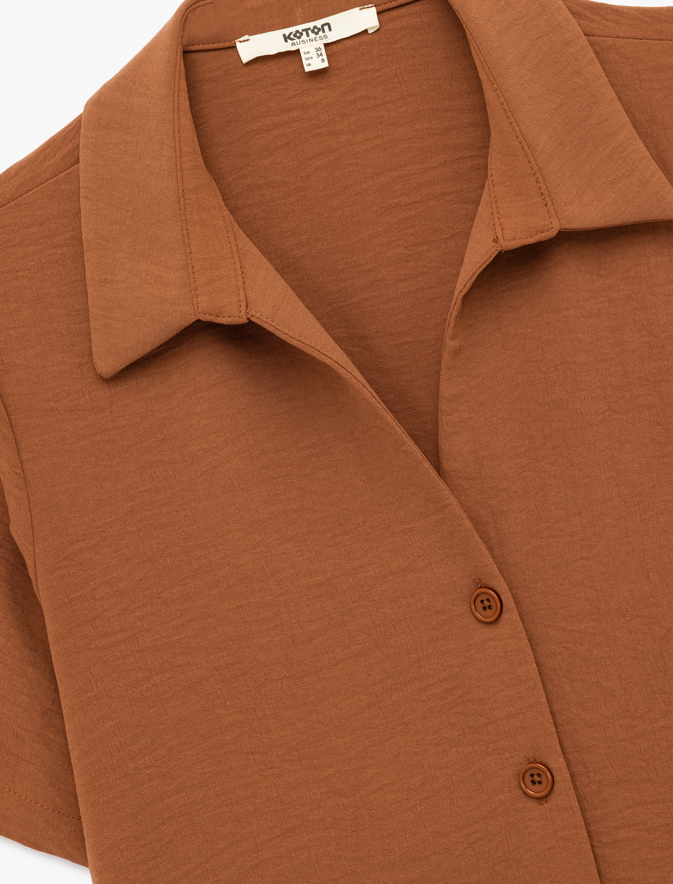   Regular Fit Kaçık Yaka Kısa Kollu Gömlek