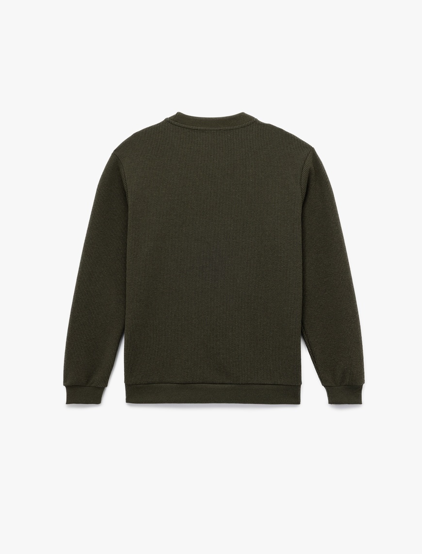   Dokulu Uzun Kollu Basic Bisiklet Yaka Sweatshirt