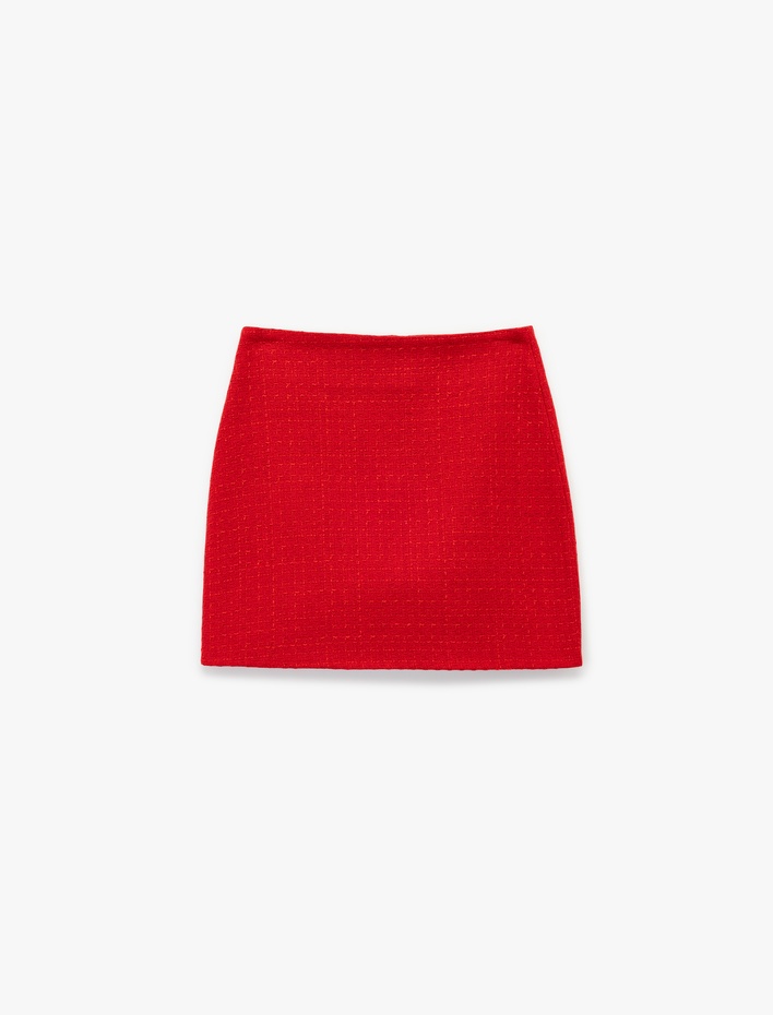  Slim Fit A Kesim Tüvit Mini Etek