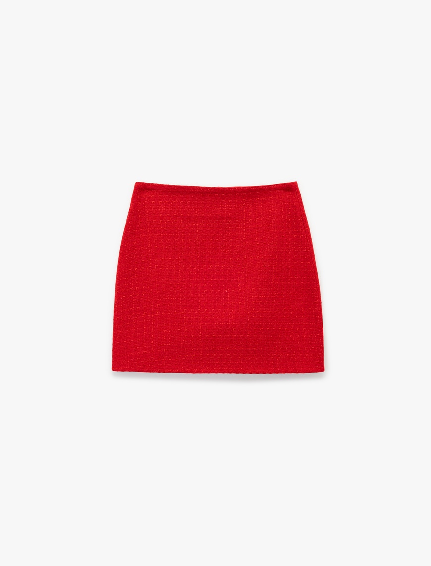   Slim Fit A Kesim Tüvit Mini Etek