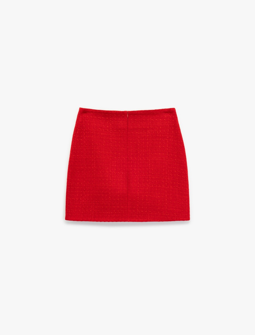   Slim Fit A Kesim Tüvit Mini Etek