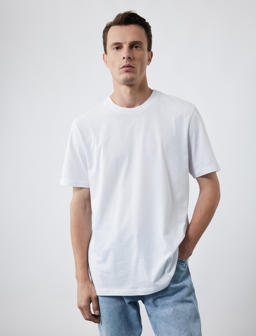   Regular Fit Kısa Kollu Bisiklet Yaka Pamuklu 3'lü Basic Tişört Seti