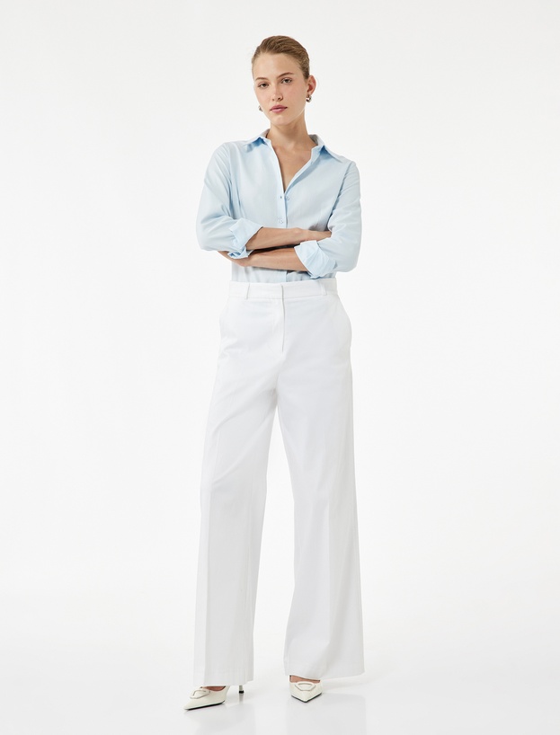 Slim Fit Uzun Kollu Klasik Yaka Poplin Gömlek_0