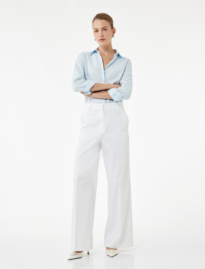   Slim Fit Uzun Kollu Klasik Yaka Poplin Gömlek