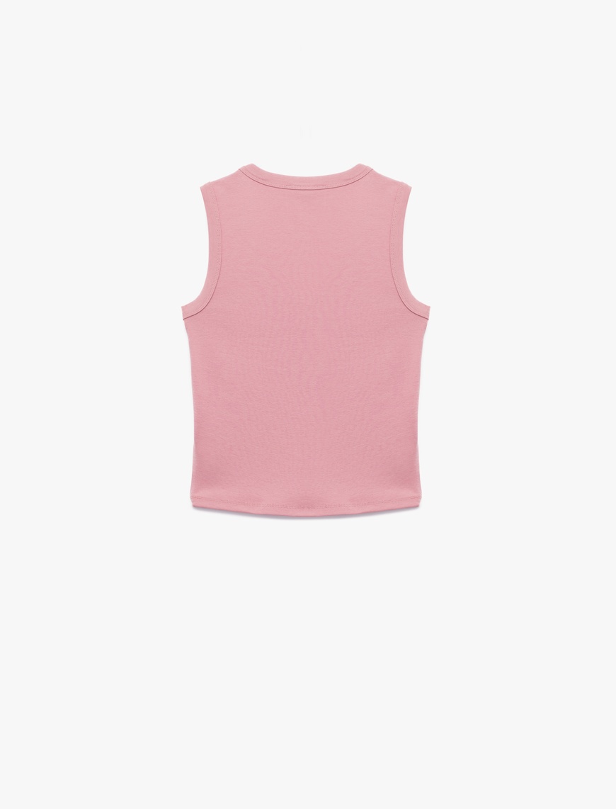   Slim Fit Bisiklet Yaka Pamuklu Ribanalı Kolsuz Bluz