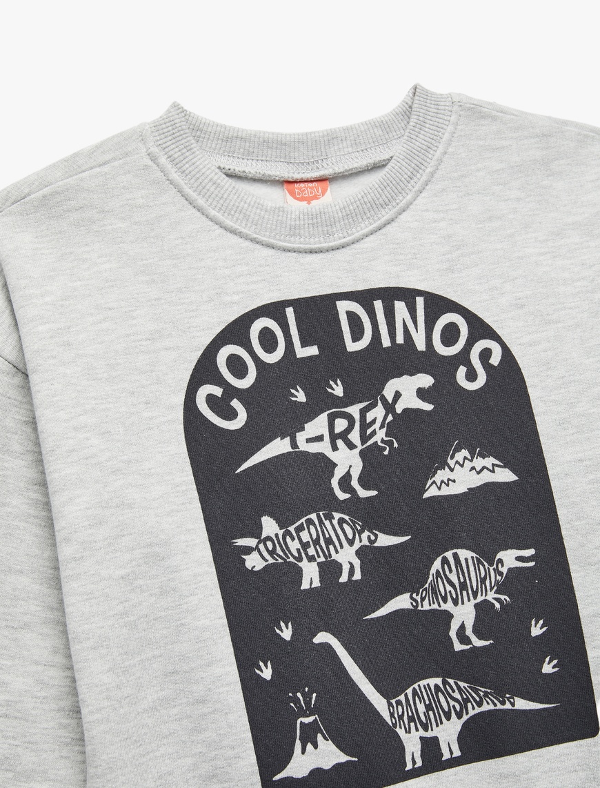 Erkek Bebek Baskılı Şardonlu Uzun Kollu Bisiklet Yaka Sweatshirt
