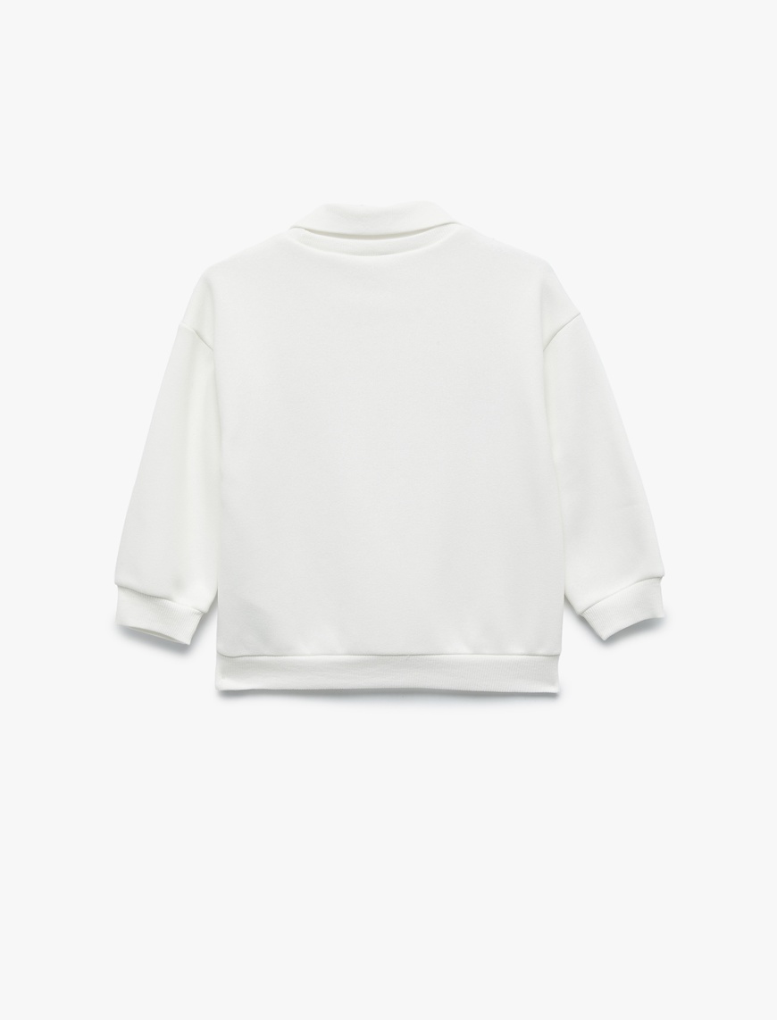  Kız Bebek Uzun Kollu Şardonlu Baskılı Polo Yaka Sweatshirt