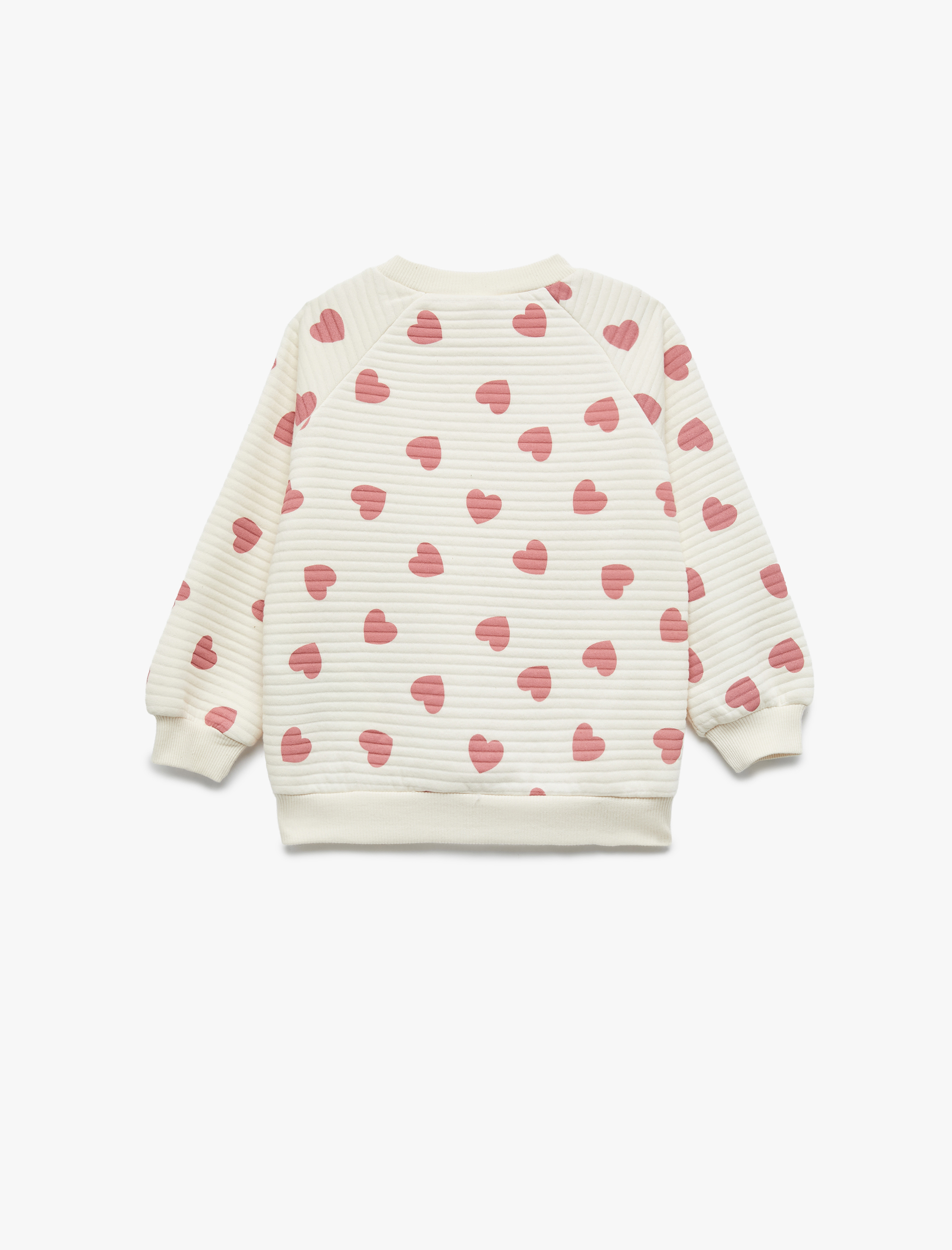  Kız Bebek Kalp Desenli Uzun Kollu Bisiklet Yaka Sweatshirt