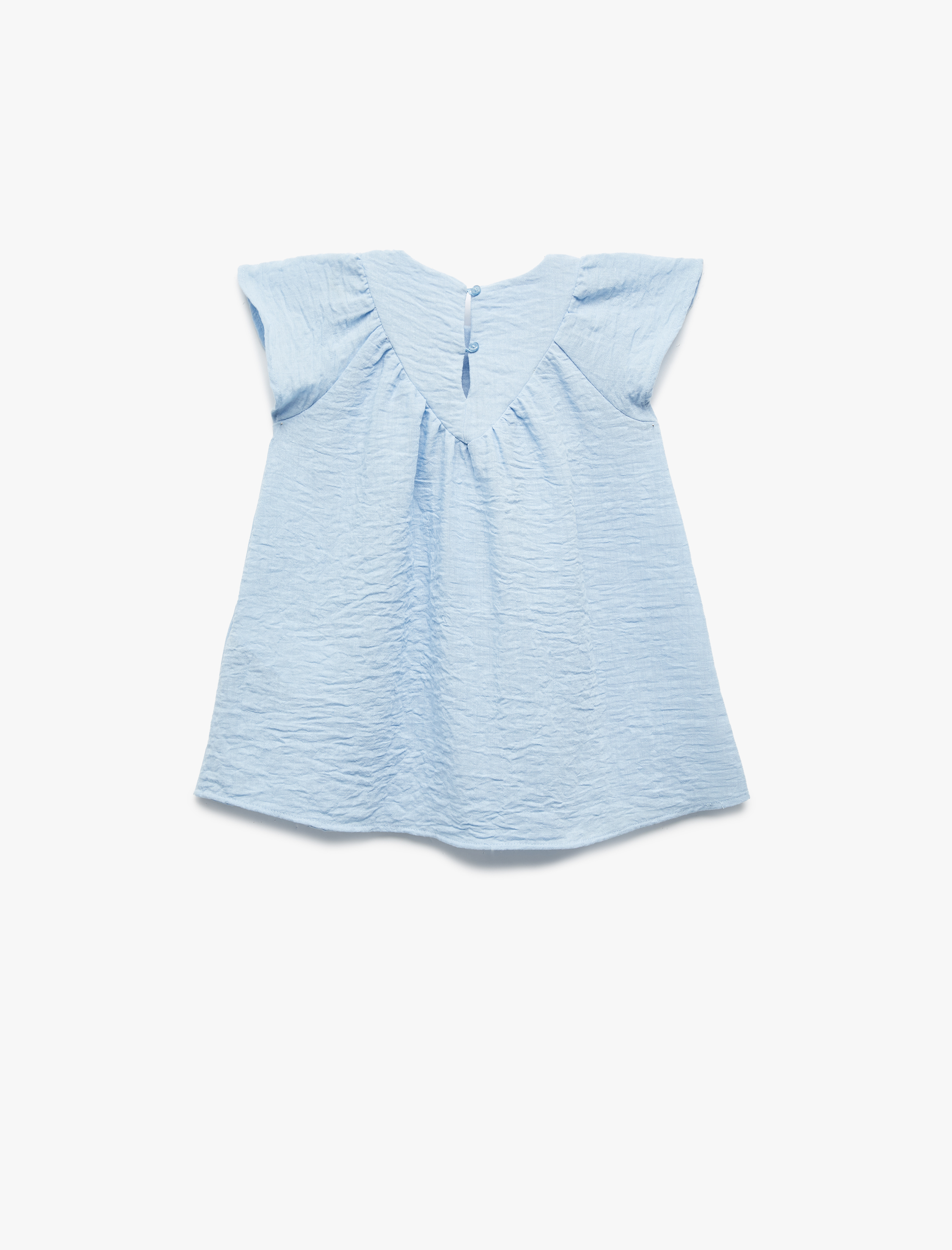  Kız Bebek Kısa Kollu Bisiklet Yaka Fiyonklu Elbise