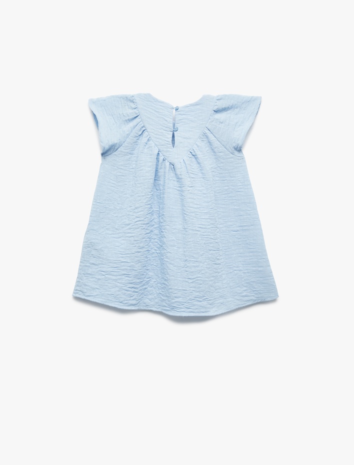 Kız Bebek Kısa Kollu Bisiklet Yaka Fiyonklu Elbise