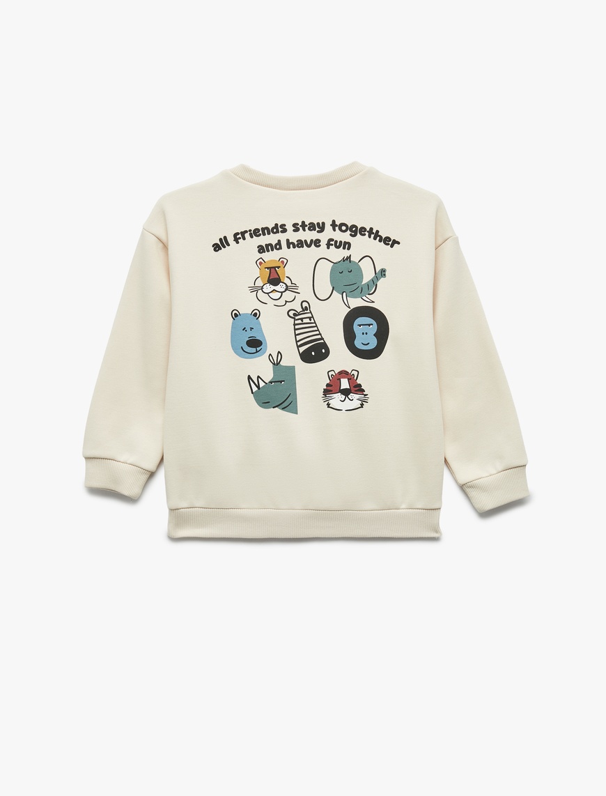  Erkek Bebek Baskılı Uzun Kollu Bisiklet Yaka Şardonlu Sweatshirt