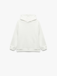 Oversize Şardonlu Uzun Kollu Basic Kapşonlu Sweatshirt
