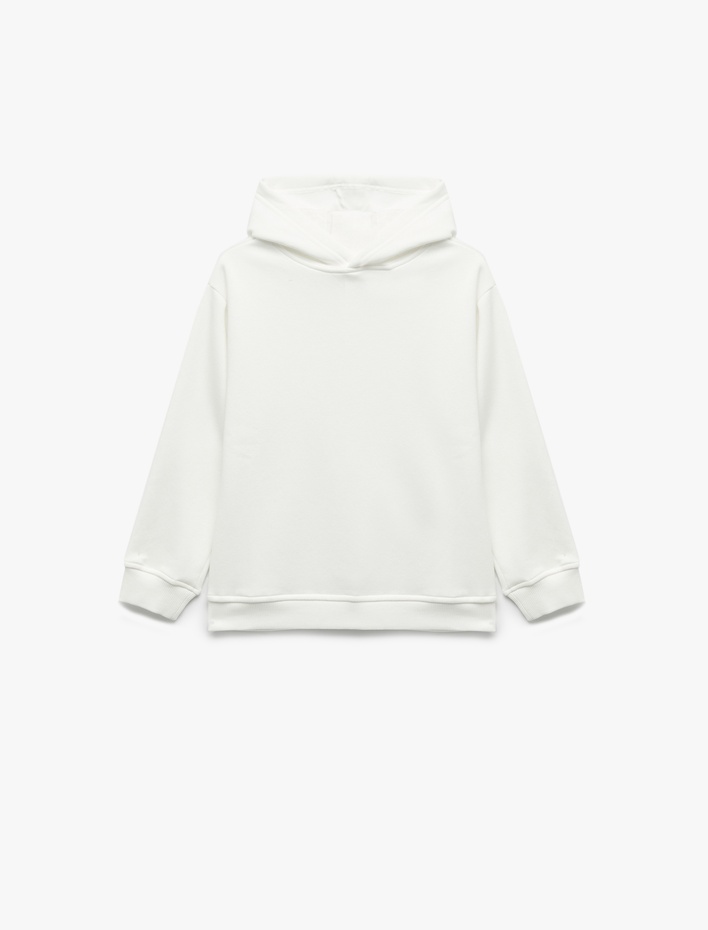 Erkek Çocuk Oversize Şardonlu Uzun Kollu Basic Kapşonlu Sweatshirt