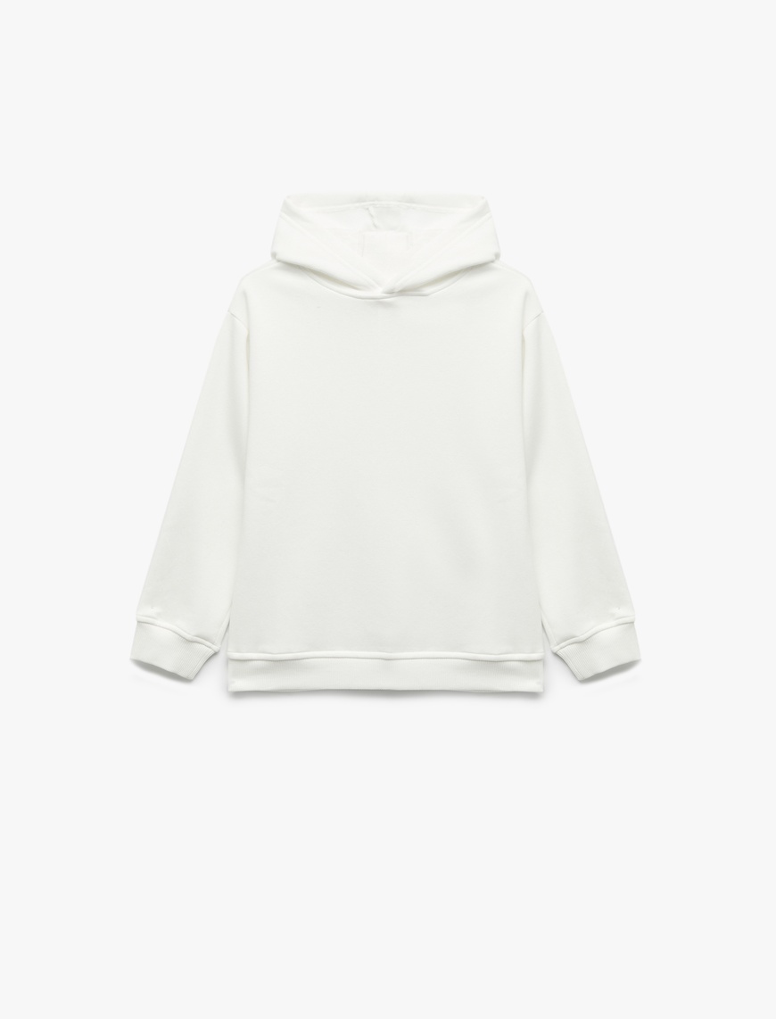  Erkek Çocuk Oversize Şardonlu Uzun Kollu Basic Kapşonlu Sweatshirt