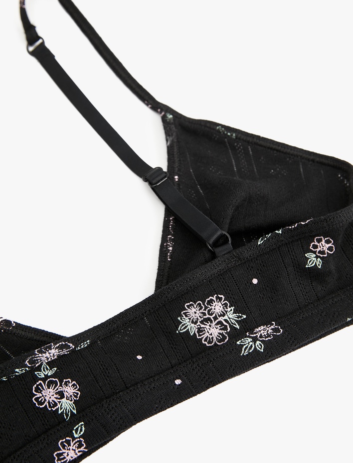  Balensiz Dolgusuz Pamuklu Çiçekli Sütyen