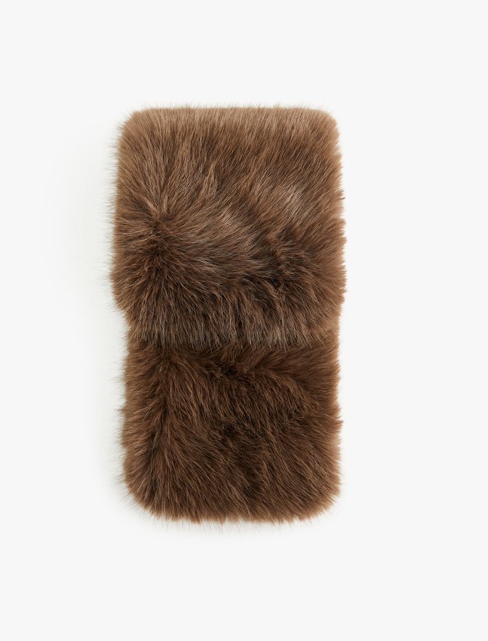 Kadın Suni Kürklü Uzun Atkı - Koton X Melis Ağazat