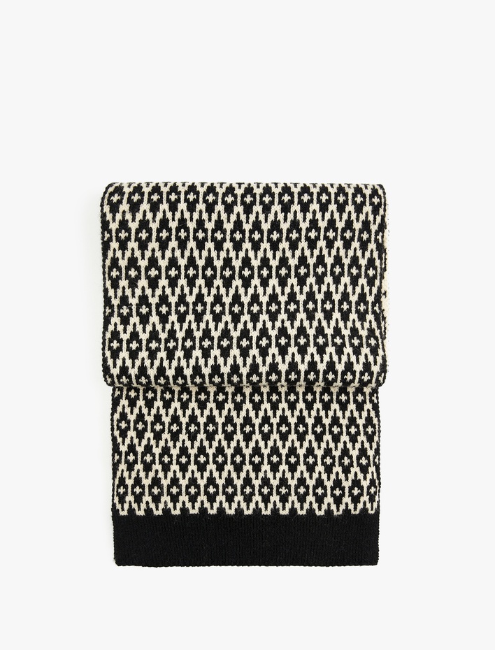 Kadın Etnik Desenli Triko Uzun Atkı