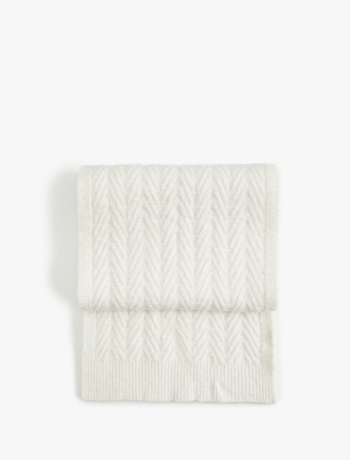 Kadın Saç Örgü Dokulu Uzun Atkı