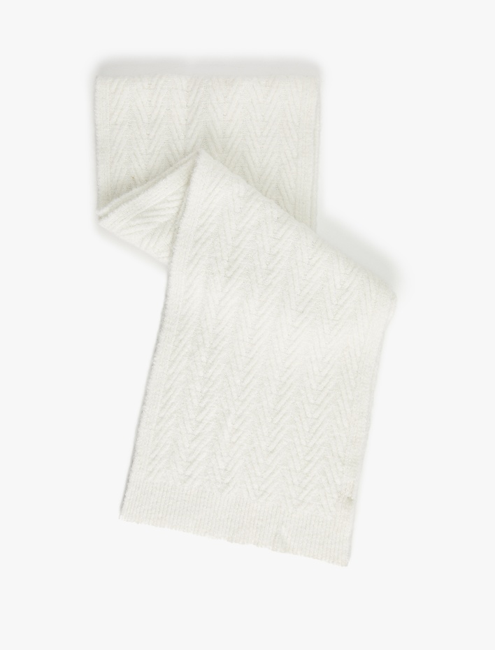 Kadın Saç Örgü Dokulu Uzun Atkı