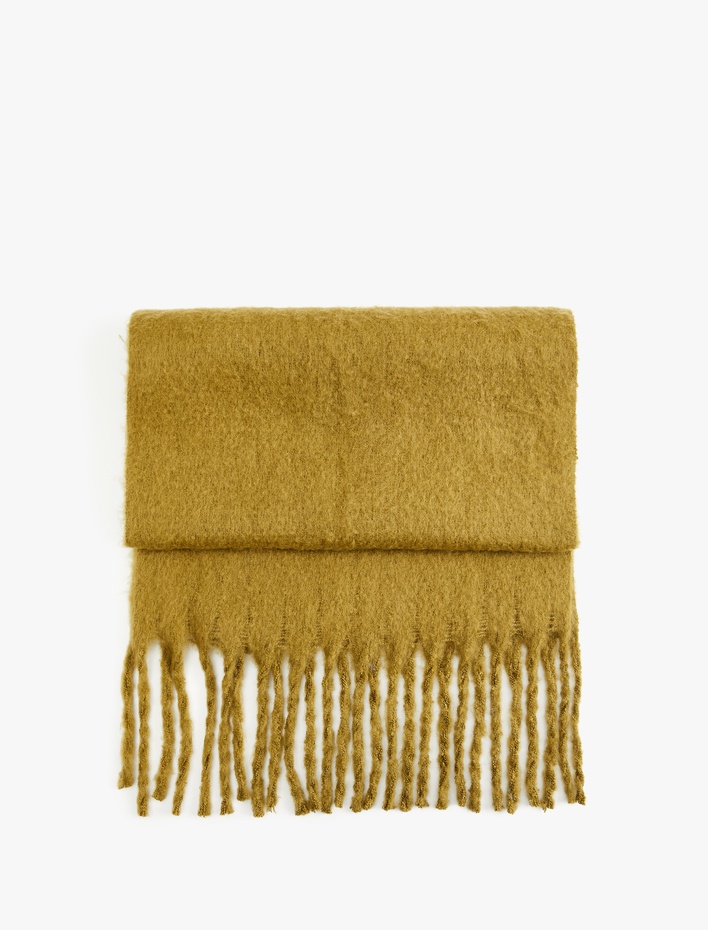 Kadın Yumuşak Dokulu Püsküllü Uzun Atkı - Koton X Sima Tarkan