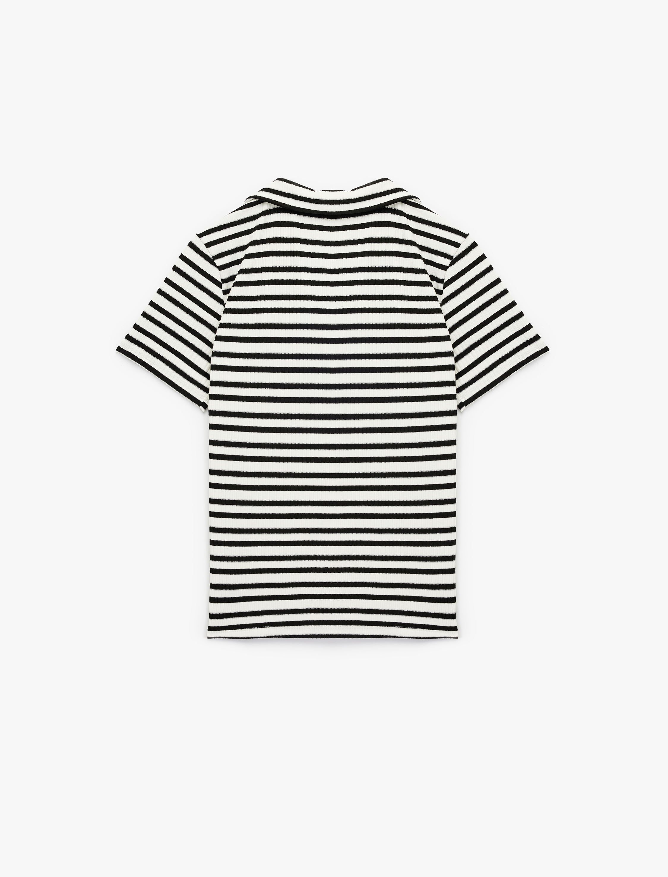   Viskon Karışımlı Kısa Kollu Çizgili Polo Yaka Tişört