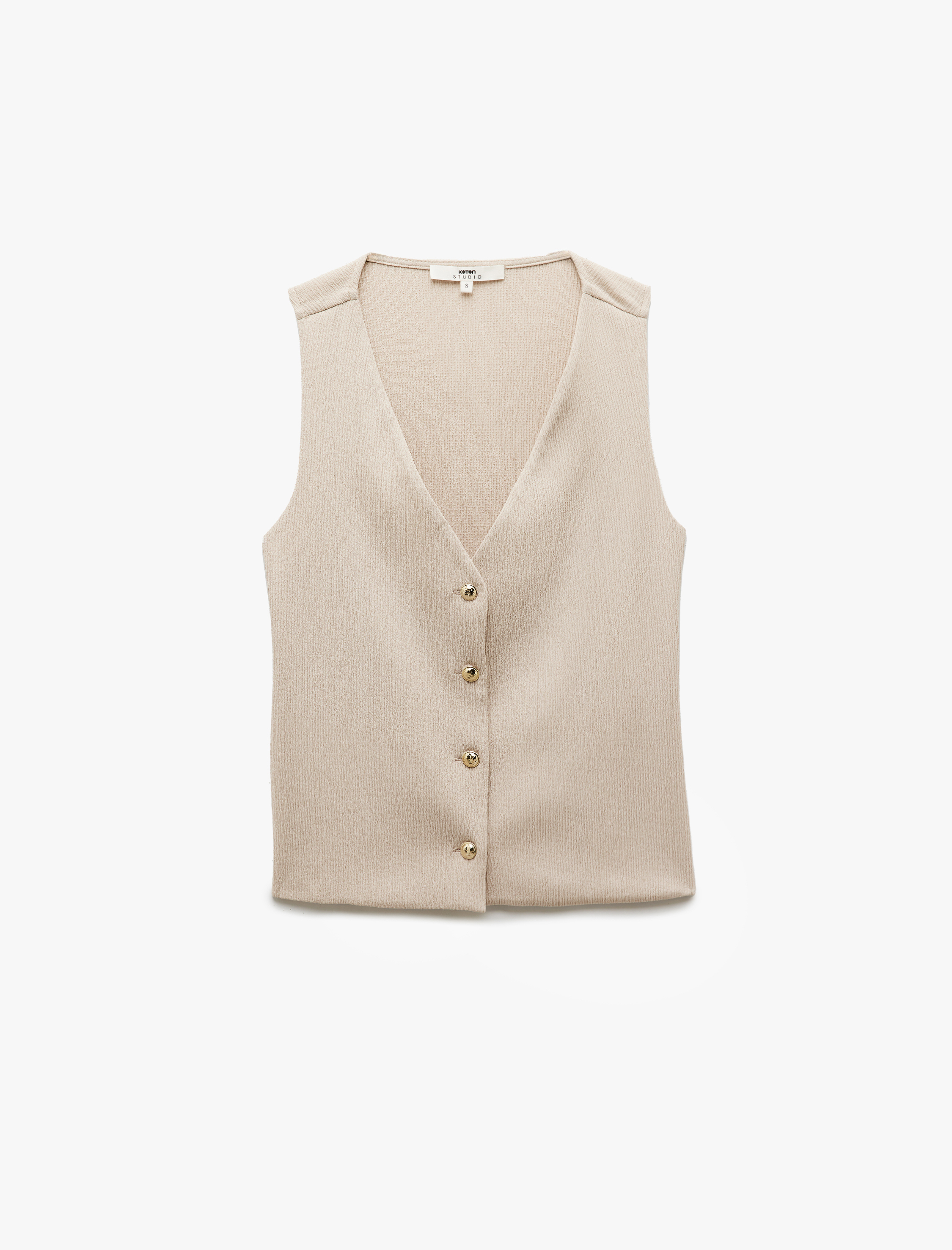   Bürümcük Kumaş V Yaka Düğmeli Yelek