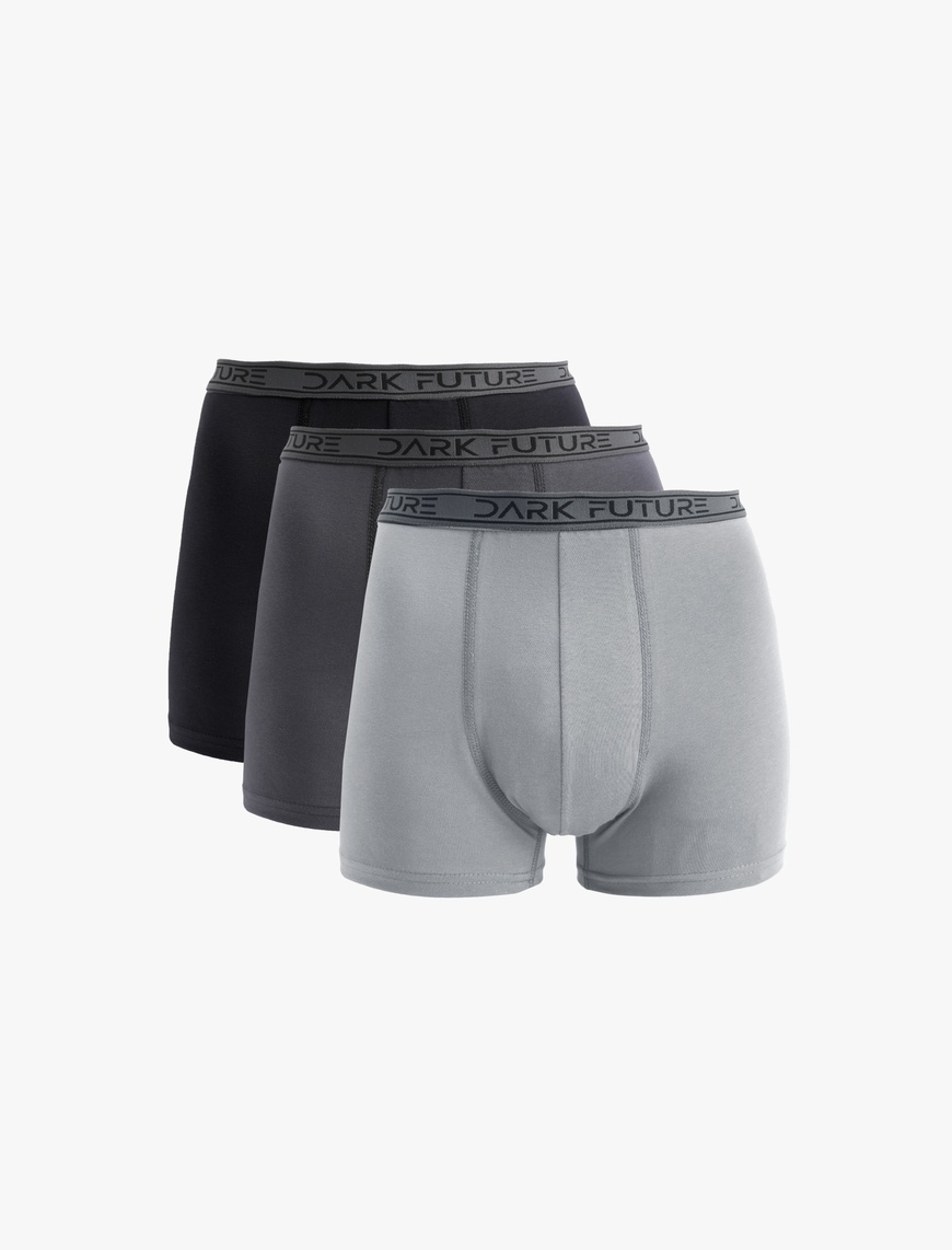   Pamuklu Baskılı Lastikli 3'lü Boxer Seti