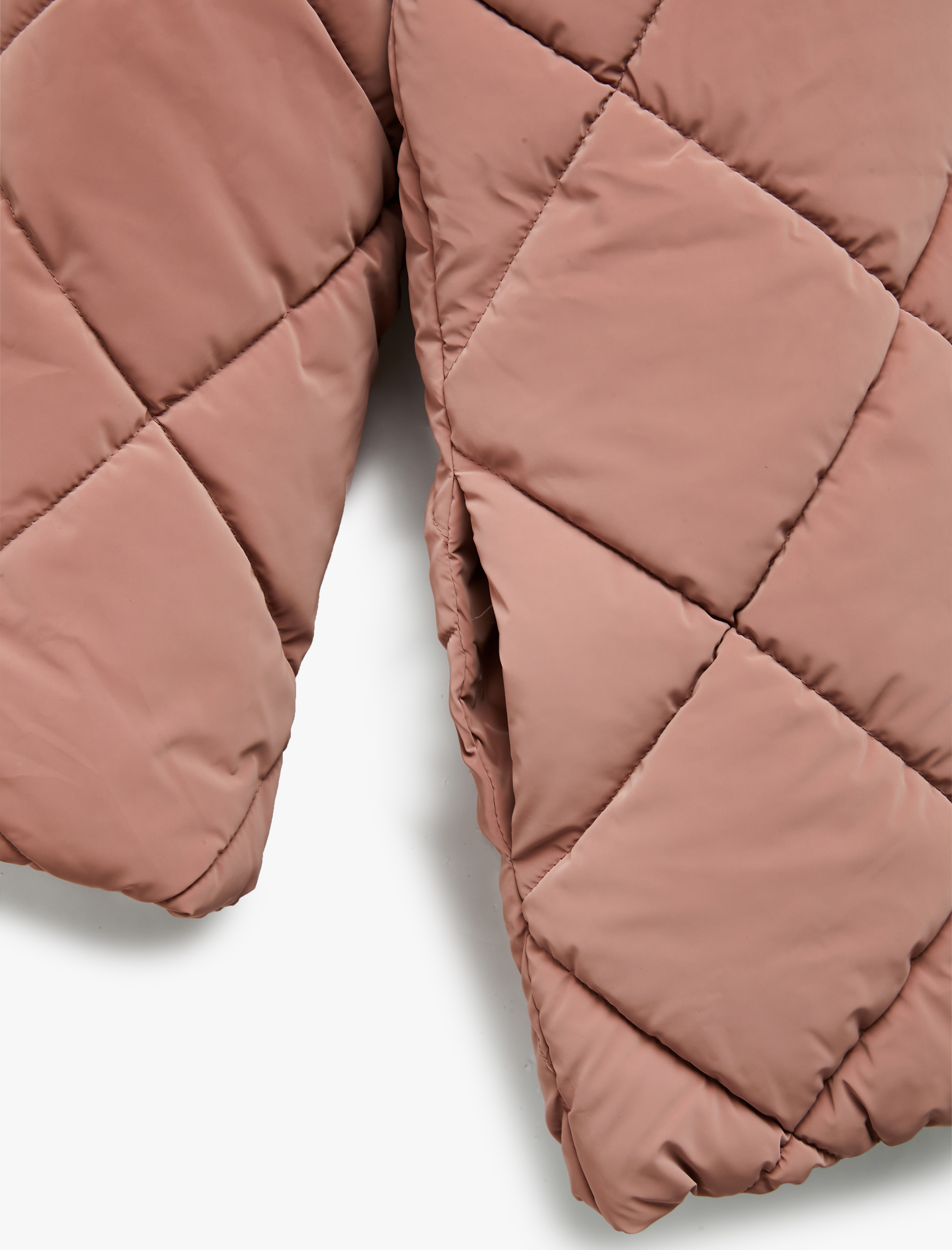  Kız Çocuk Uzun Kollu Fermuarlı Kapitone Kapşonlu Şişme Mont