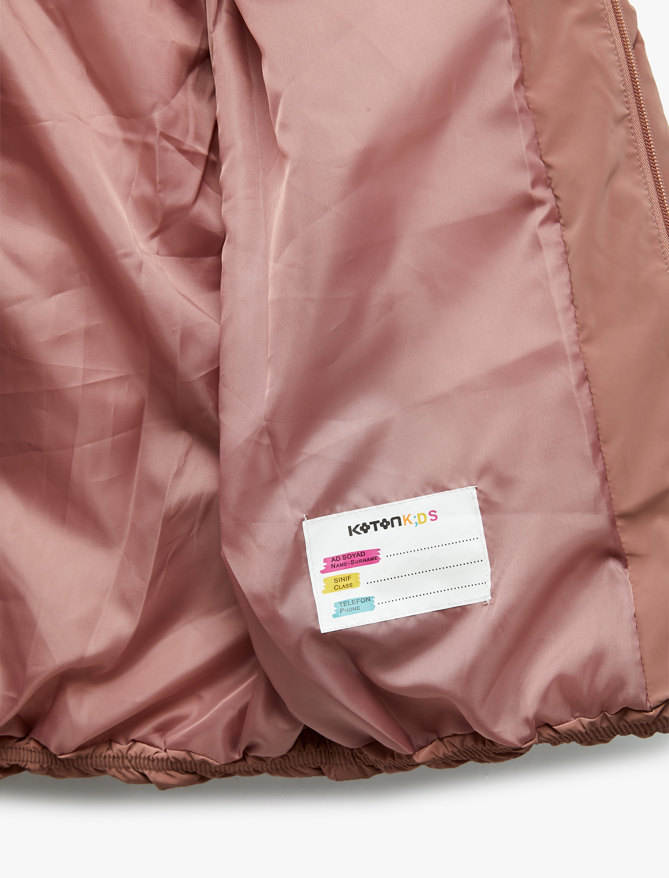  Kız Çocuk Uzun Kollu Fermuarlı Kapitone Kapşonlu Şişme Mont