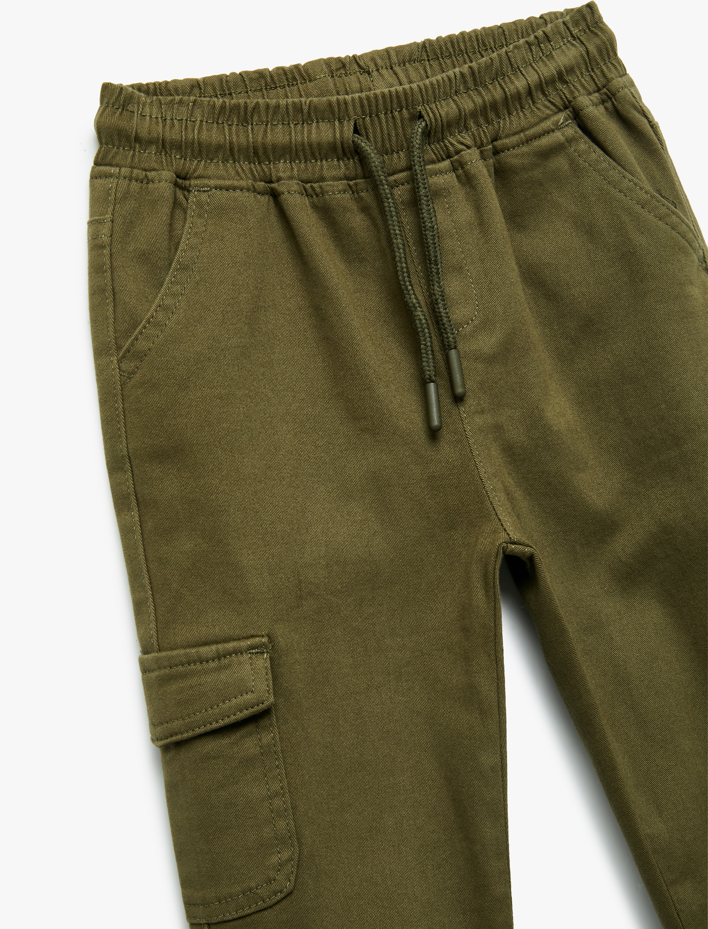  Erkek Bebek Kargo Cepli Beli Bağlamalı Pamuklu Pantolon