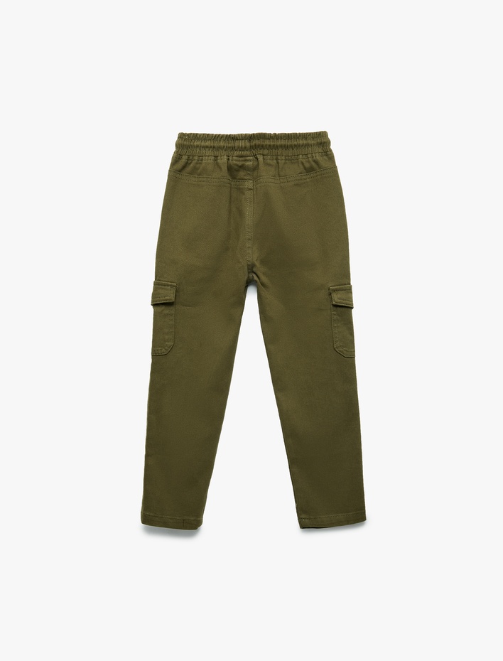 Erkek Bebek Kargo Cepli Beli Bağlamalı Pamuklu Pantolon