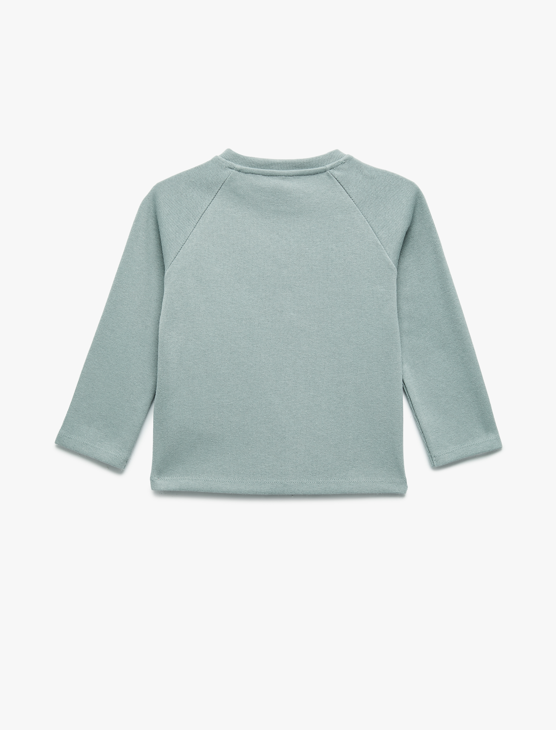  Erkek Bebek Pamuklu Düğmeli Uzun Reglan Kollu Bisiklet Yaka Sweatshirt