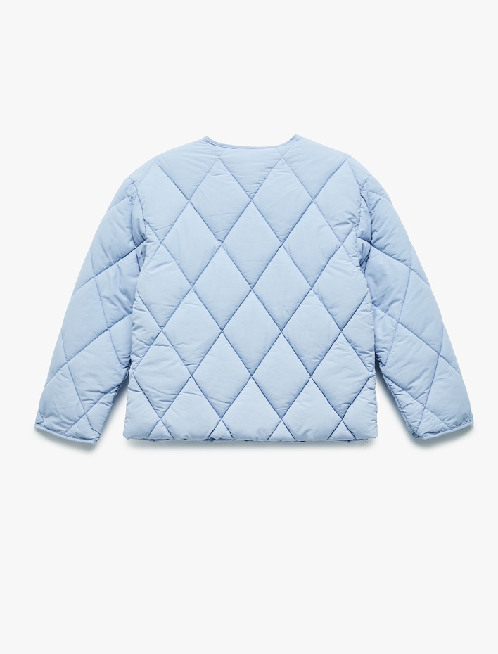 Kız Çocuk Uzun Kollu Bisiklet Yaka Cepli Kapitone Mevsimlik Mont